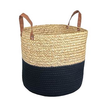 Belle Maison Rope Basket With Faux Leather Handle