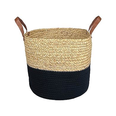 Belle Maison Rope Basket With Faux Leather Handle
