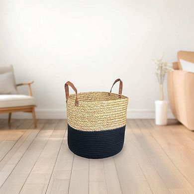 Belle Maison Rope Basket With Faux Leather Handle