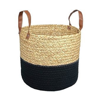 Belle Maison Rope Basket With Faux Leather Handle