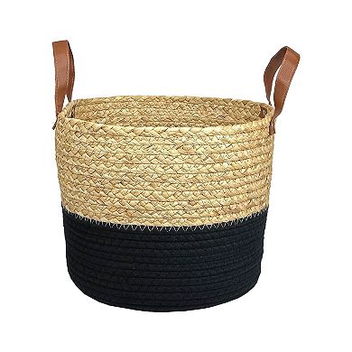 Belle Maison Rope Basket With Faux Leather Handle