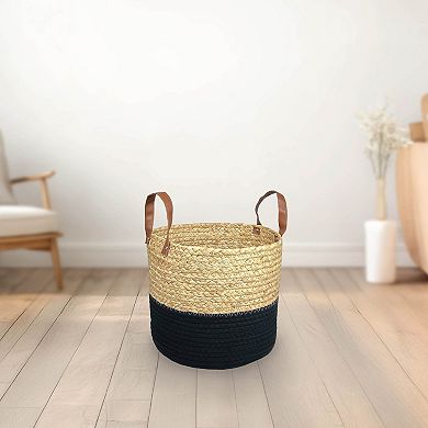 Belle Maison Rope Basket With Faux Leather Handle