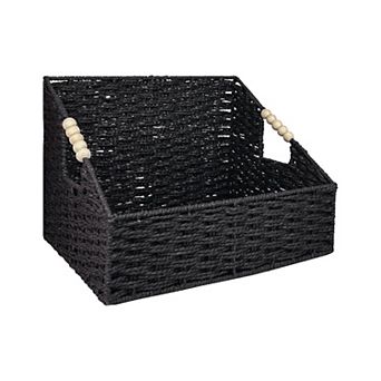 Belle Maison Angled Paper Weave Storage Bin with Handles