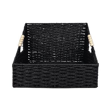 Belle Maison Angled Paper Weave Storage Bin with Handles