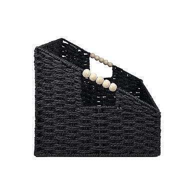 Belle Maison Angled Paper Weave Storage Bin with Handles