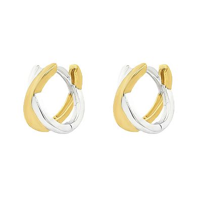 Primrose Silver-Plated & 14k Gold-Plated Polished Crossover Hoop Earrings