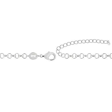 PRIMROSE Silver-Plated Rolo Chain Necklace with Cubic Zirconia Accent