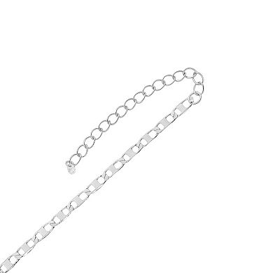 PRIMROSE Silver-Plated Mariner Chain Necklace With Cubic Zirconia Accent