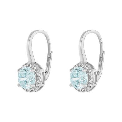 PRIMRSOE Fine Silver-Plated Cubic Zirconia Halo Earrings
