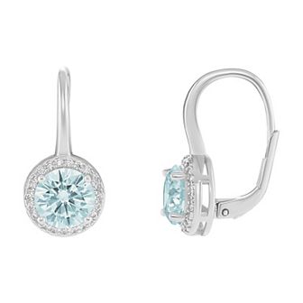 PRIMRSOE Fine Silver-Plated Cubic Zirconia Halo Earrings
