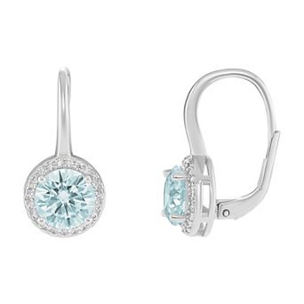 PRIMRSOE Fine Silver-Plated Cubic Zirconia Halo Earrings