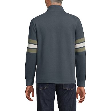 Big & Tall Lands' End Bedford Quarter Zip Sweater With Striped Sleeves