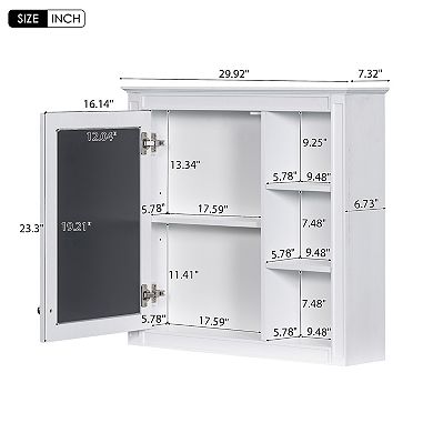 Merax Wall Mounted Bathroom Storage Cabinet, Modern Bathroom Wall Cabinet with Mirror