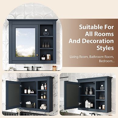 Merax Wall Mounted Bathroom Storage Cabinet, Modern Bathroom Wall Cabinet with Mirror