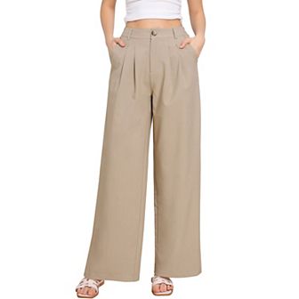 Wide Leg Dress Pants for Women's High Elastic Waisted Office Work Trousers Palazzo Pant