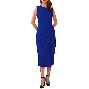 Women's Business Cocktail Dress Front Tie Wrap Formal Elegant Sleeveless Sheath Dresses