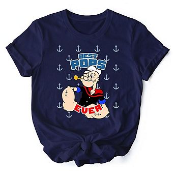 Best Pops Ever T-Shirt, Classic Popeye the Sailorman Dad Tee for Fun and Strong Dads