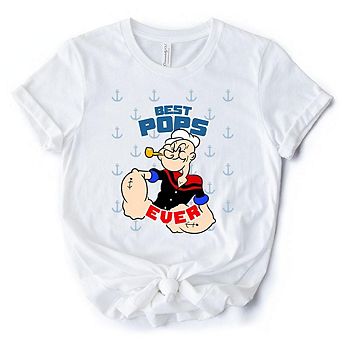 Best Pops Ever T-Shirt, Classic Popeye the Sailorman Dad Tee for Fun and Strong Dads