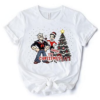Ahoy! It's Christmus! Popeye and Olive T-Shirt, Vintage Sailor Tee for Christmas Time