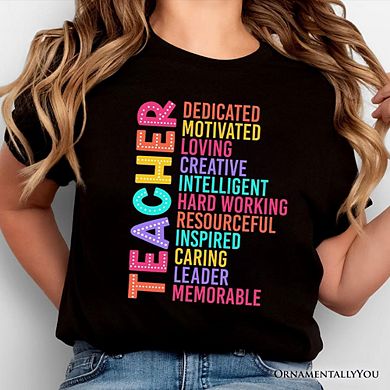Colorful Teacher Acronym T-Shirt, Motivational Tee for Educators