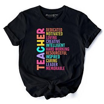Colorful Teacher Acronym T-Shirt, Motivational Tee for Educators