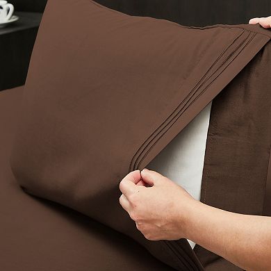 Elegant Comfort RV/Trailer 4-Piece 3 Line Embroidery Bed Sheet Set - Soft as a Hotel Premium Quality
