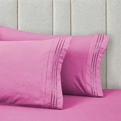 Elegant Comfort RV/Trailer 4-Piece 3 Line Embroidery Bed Sheet Set - Soft as a Hotel Premium Quality