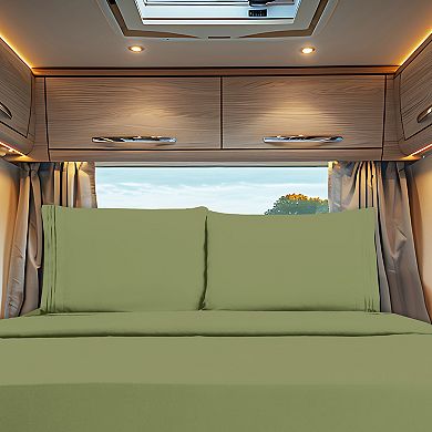 Elegant Comfort RV/Trailer 4-Piece 3 Line Embroidery Bed Sheet Set - Soft as a Hotel Premium Quality