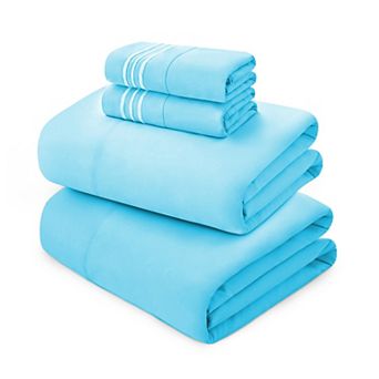 Elegant Comfort RV/Trailer 4 pc 3 Line Embroidery Bed Sheet Set - Soft as a Hotel Premium Quality