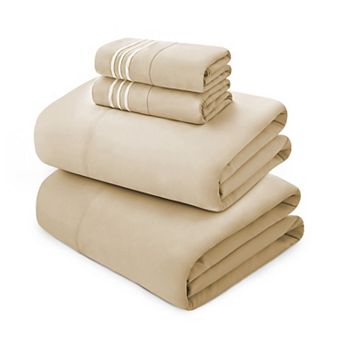 Elegant Comfort RV/Trailer 4 pc 3 Line Embroidery Bed Sheet Set - Soft as a Hotel Premium Quality