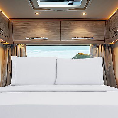 Elegant Comfort RV/Trailer 4-Piece 3 Line Embroidery Bed Sheet Set - Soft as a Hotel Premium Quality
