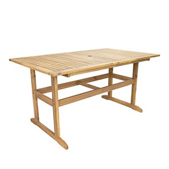Sunnydaze Hatteras Acacia Wood Outdoor Dining Table - Natural Oil Finish