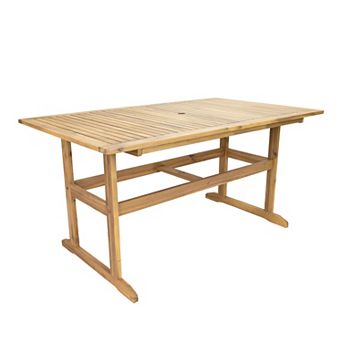 Sunnydaze Hatteras Acacia Wood Outdoor Dining Table - Natural Oil Finish