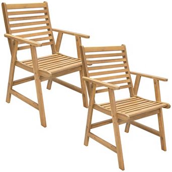 Sunnydaze Hatteras Acacia Wood Outdoor Dining Chairs - Set of 2 - Natural