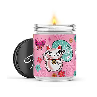 Lucky Kitty Pink 16-oz Candle Jar - Inner Peace