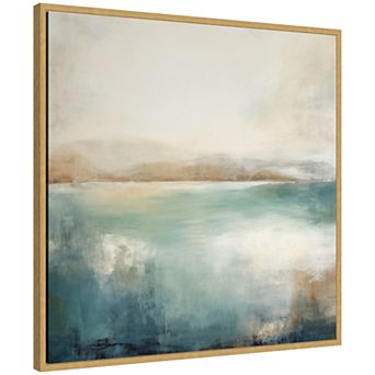 Sylvie Abstract Calming Lake Landscape Framed Canvas by The Creative Bunch Studio
