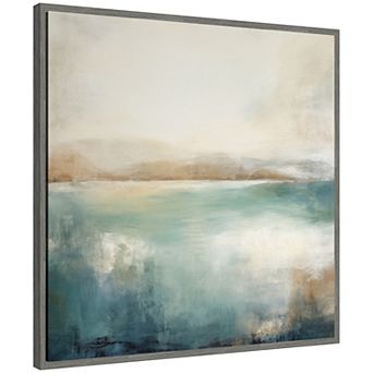 Sylvie Abstract Calming Lake Landscape Framed Canvas by The Creative Bunch Studio