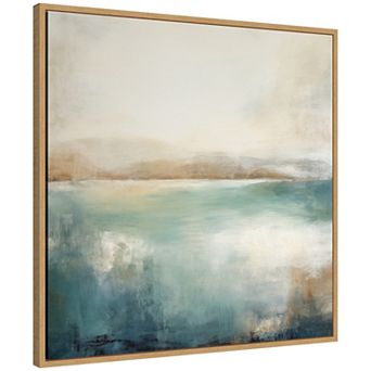 Sylvie Abstract Calming Lake Landscape Framed Canvas by The Creative Bunch Studio