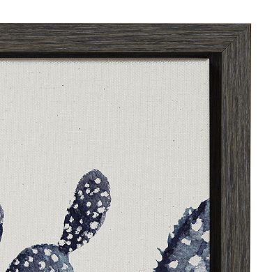 Sylvie Blue Potted Cacti Framed Canvas