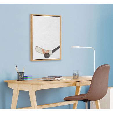 Sylvie Hockey Stick and Puck Framed Canvas