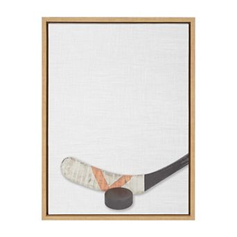 Sylvie Hockey Stick and Puck Framed Canvas