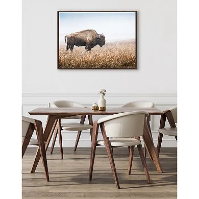 Sylvie American Bison Buffalo in Prairie Grass Framed Canvas by Warren Metcalf