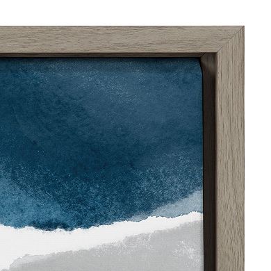 Sylvie Abstract Blue And Gray Watercolor Framed Canvas