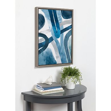 Sylvie Abstract Blue And Gray Watercolor Framed Canvas
