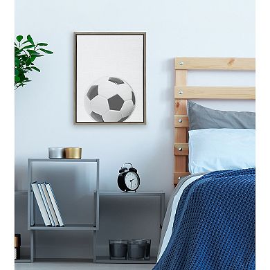 Sylvie Soccer Ball Portrait Framed Canvas