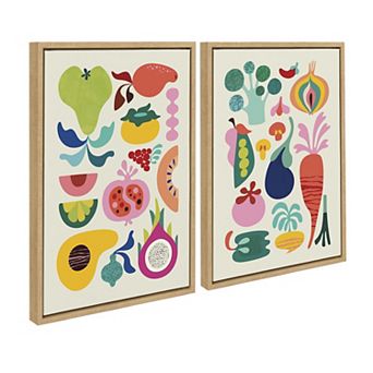 Sylvie Modern Fruits and Modern Veggies Framed Canvas Art Set by Rachel Lee of My Dream Wall