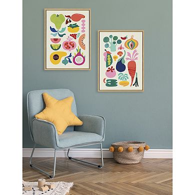 Sylvie Modern Fruits and Modern Veggies Framed Canvas Art Set by Rachel Lee of My Dream Wall