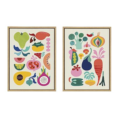 Sylvie Modern Fruits and Modern Veggies Framed Canvas Art Set by Rachel Lee of My Dream Wall