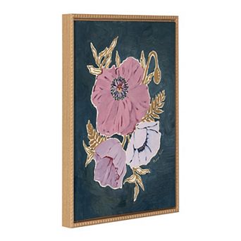Sylvie Beaded Three Purple Poppies Framed Canvas by Mackenzie Nelson