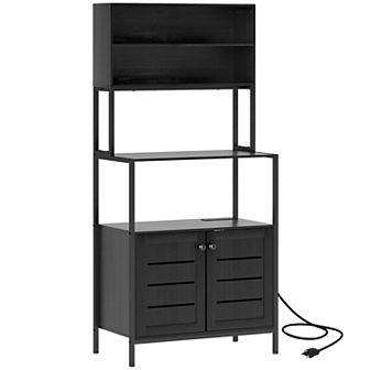 HOMCOM Bakerfts Rack Bar Cabinet with Power Outlet